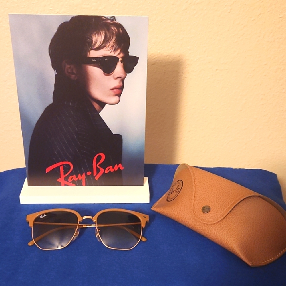 Ray-Ban Brown/Gold Clubmaster Sunglasses with Brown Case